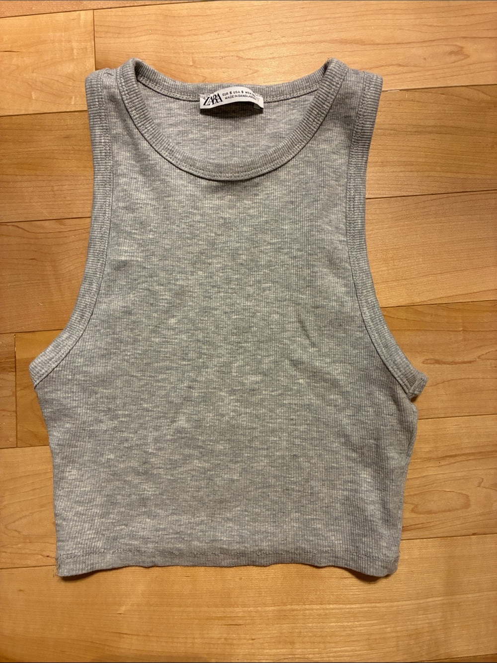 Zara Heather Gray Ribbed Cropped Tank